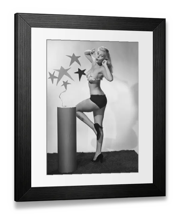 Framed Print : Model Posing with July 4 Firecracker