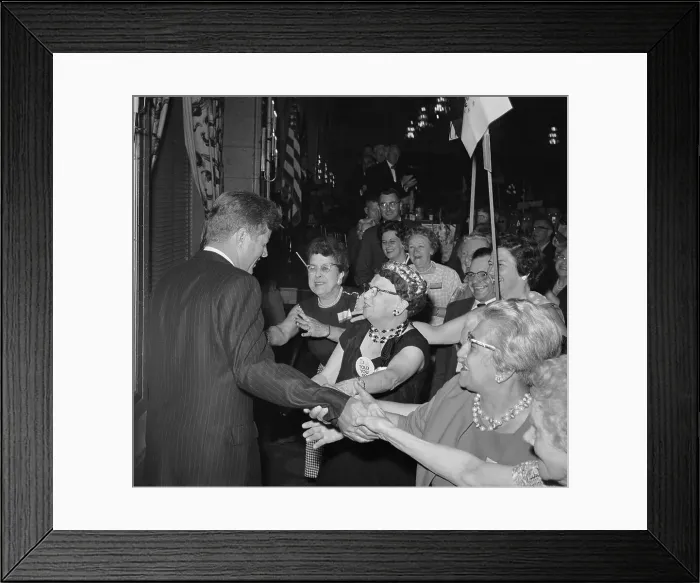 Framed Print : Supporters Welcoming President Kennedy Framed Print : Supporters Welcoming President Kennedy