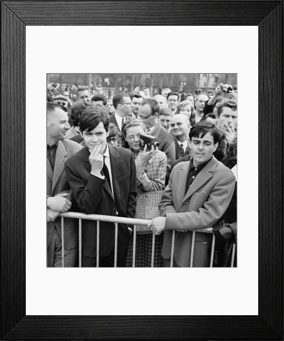 Framed Print : Ingrid Bergman Moving Through Crowd with Camera Framed Print : Ingrid Bergman Moving Through Crowd with Camera