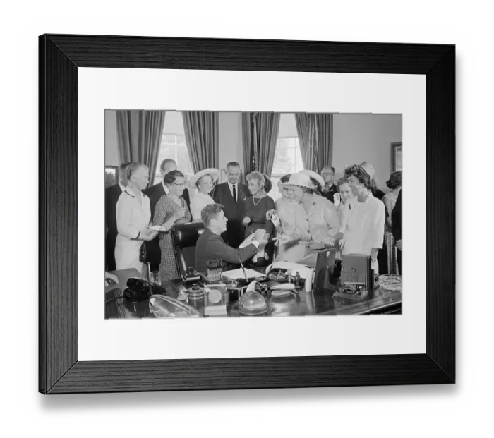 Framed Print : John F Kennedy Celebrating Equal Pay Law Framed Print : John F Kennedy Celebrating Equal Pay Law