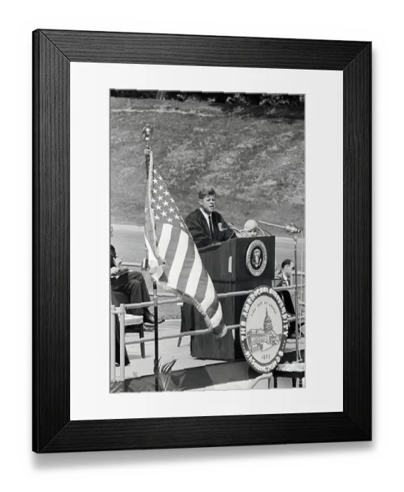 Framed Print : John Kennedy Speaking at Commencement Framed Print : John Kennedy Speaking at Commencement