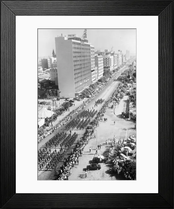 Framed Print : Aerial Huge Military Parade In Capital Framed Print : Aerial Huge Military Parade In Capital