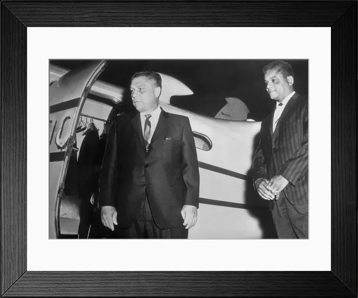 Framed Print : Jimmy Hoffa and Larry Campbell Arriving from Airplane Framed Print : Jimmy Hoffa and Larry Campbell Arriving from Airplane