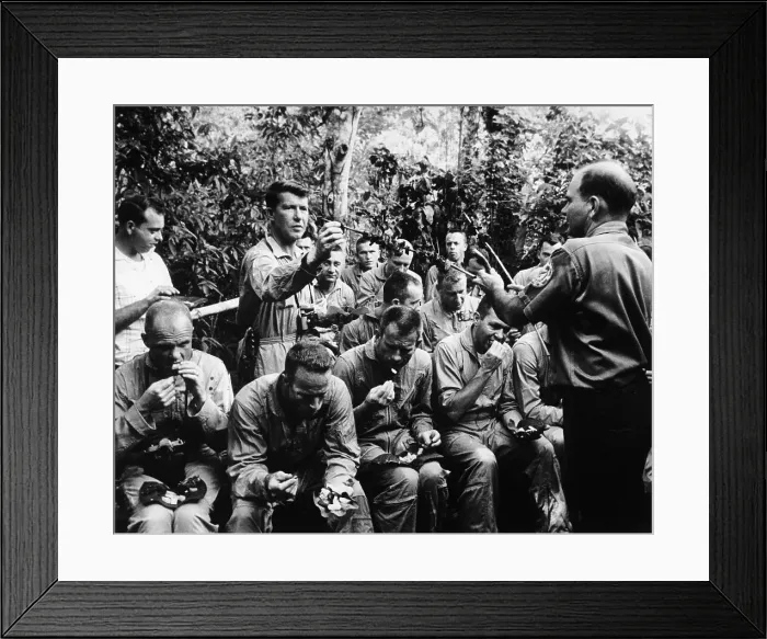 Framed Print : Astronauts Eating From Roasting Sticks