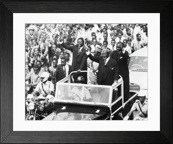 Framed Print : Premier Jomo Kenyatta Waves to Crowd Framed Print : Premier Jomo Kenyatta Waves to Crowd