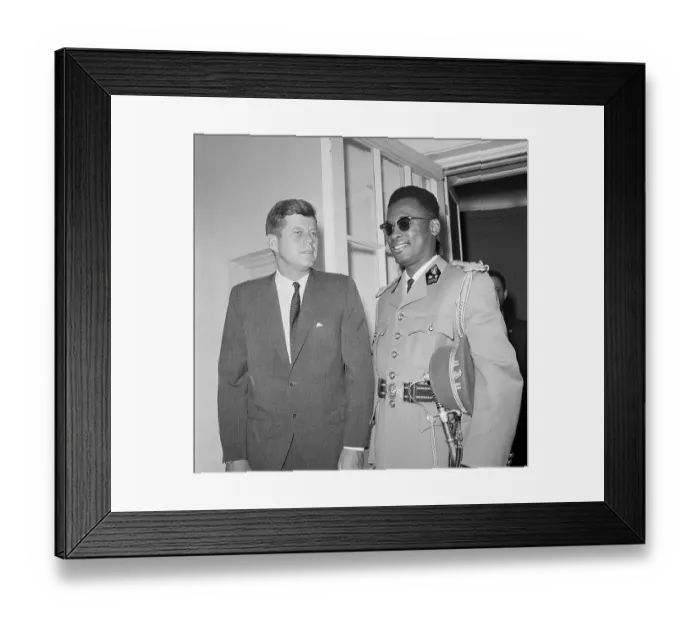 Framed Print : President Kennedy with Major General Joseph Mobutu Framed Print : President Kennedy with Major General Joseph Mobutu