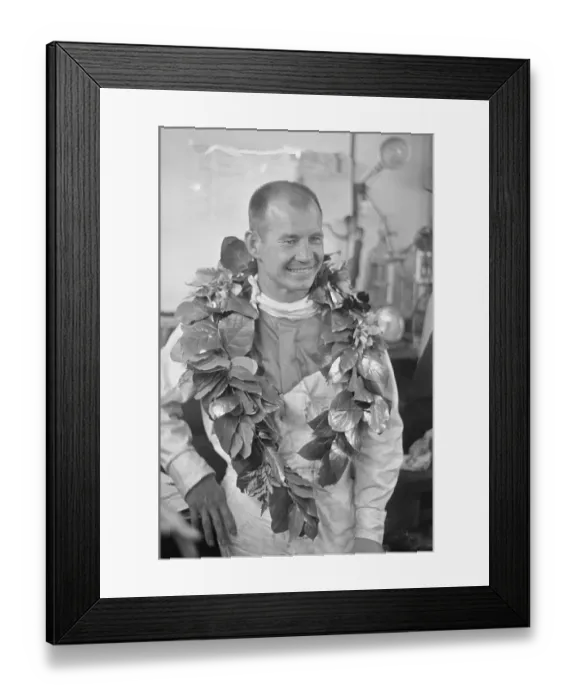 Framed Print : Parnelli Jones Wearing a Flowered Garland Framed Print : Parnelli Jones Wearing a Flowered Garland