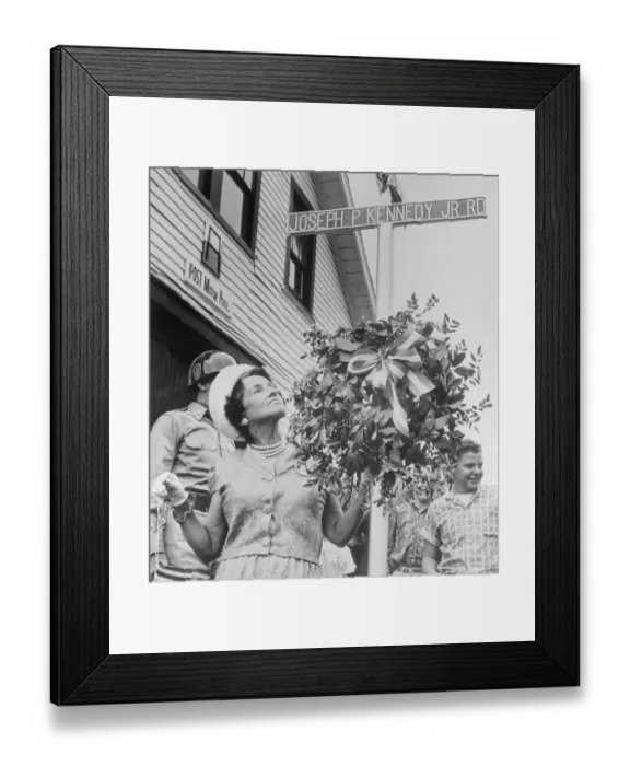 Framed Print : Rose Kennedy Gazing up at Street Sign in Her Son's Name Framed Print : Rose Kennedy Gazing up at Street Sign in Her Son's Name