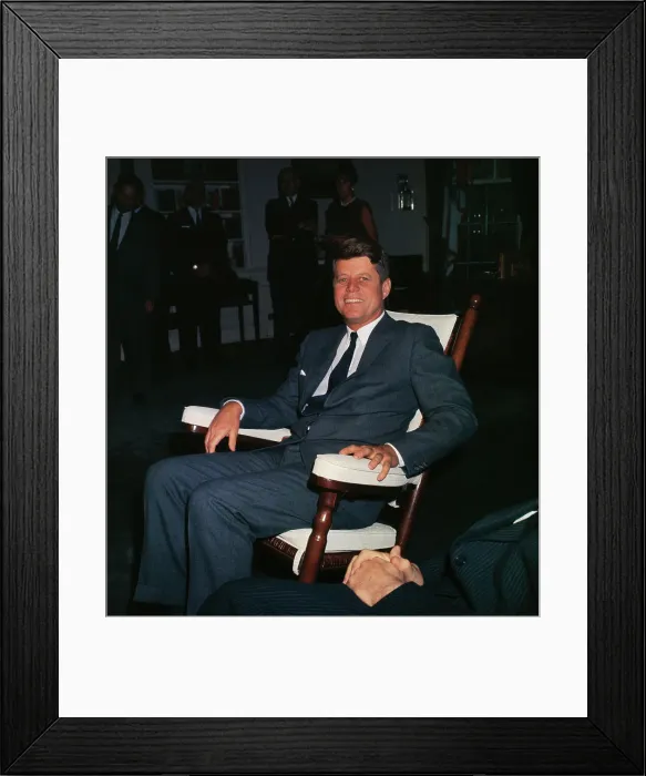 Framed Print : President Kennedy Relaxing in a Rocking Chair Framed Print : President Kennedy Relaxing in a Rocking Chair
