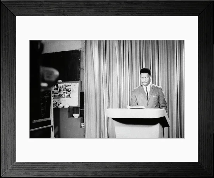 Framed Print : Medgar Evers Addresses Nation on TV