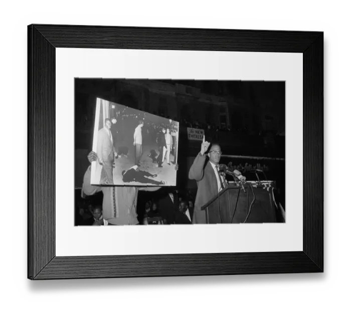 Framed Print : Malcolm X Addresses Harlem Rally