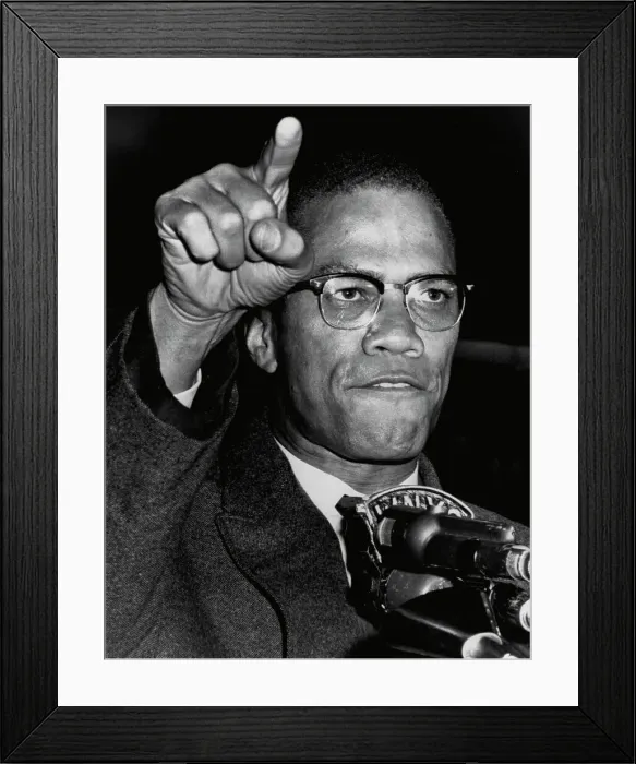 Framed Print : Malcolm X at a Harlem Civil Rights Rally Framed Print : Malcolm X at a Harlem Civil Rights Rally