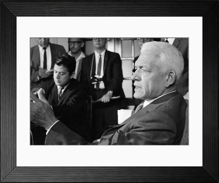 Framed Print : Juan Bosch Talking at Press Conference Framed Print : Juan Bosch Talking at Press Conference