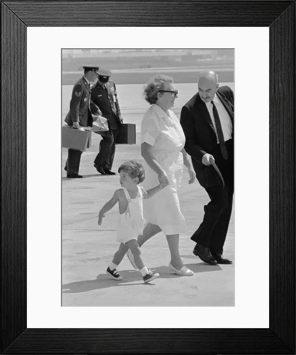 Framed Print : Young John F. Kennedy Jr. Walking with His Nanny Framed Print : Young John F. Kennedy Jr. Walking with His Nanny