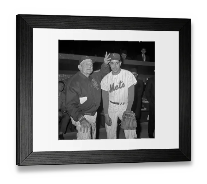 Framed Print : Casey Stengel Adjusting Cap of New Mets Team Player Framed Print : Casey Stengel Adjusting Cap of New Mets Team Player