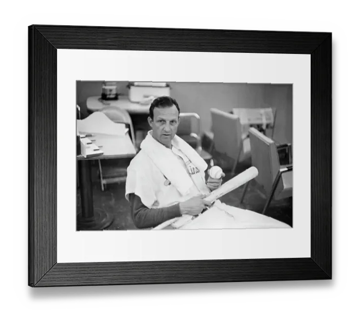 Framed Print : Stan Musial Seated Holding Bat And Ball Framed Print : Stan Musial Seated Holding Bat And Ball