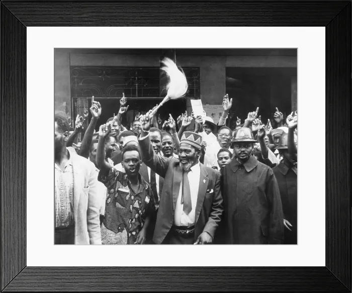 Framed Print : Jomo Kenyatta Waving Plume At Crowd Framed Print : Jomo Kenyatta Waving Plume At Crowd