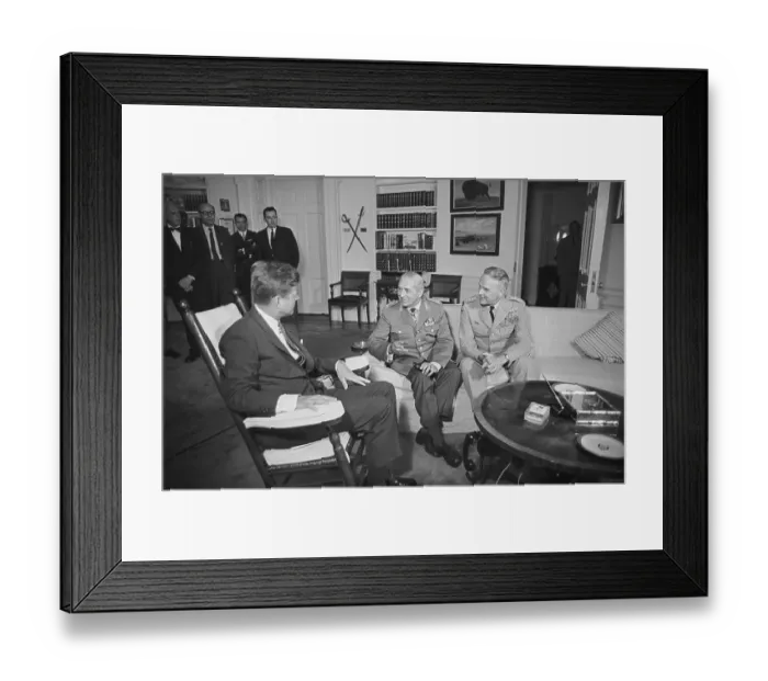 Framed Print : John Kennedy Discussing Military Politics