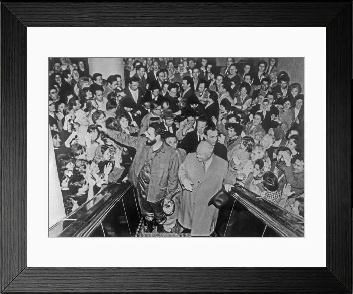 Framed Print : Fidel Castro Waving to Crowd Framed Print : Fidel Castro Waving to Crowd