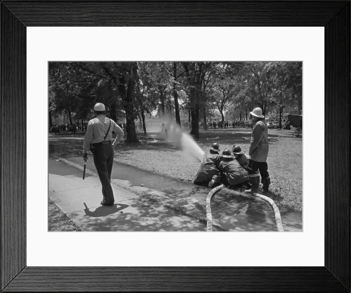 Framed Print : Firefighters Attack Protesers Framed Print : Firefighters Attack Protesers
