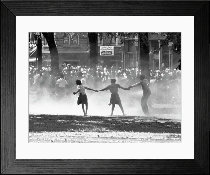 Framed Print : Demonstrators Facing Fire Hoses in Birmingham Framed Print : Demonstrators Facing Fire Hoses in Birmingham