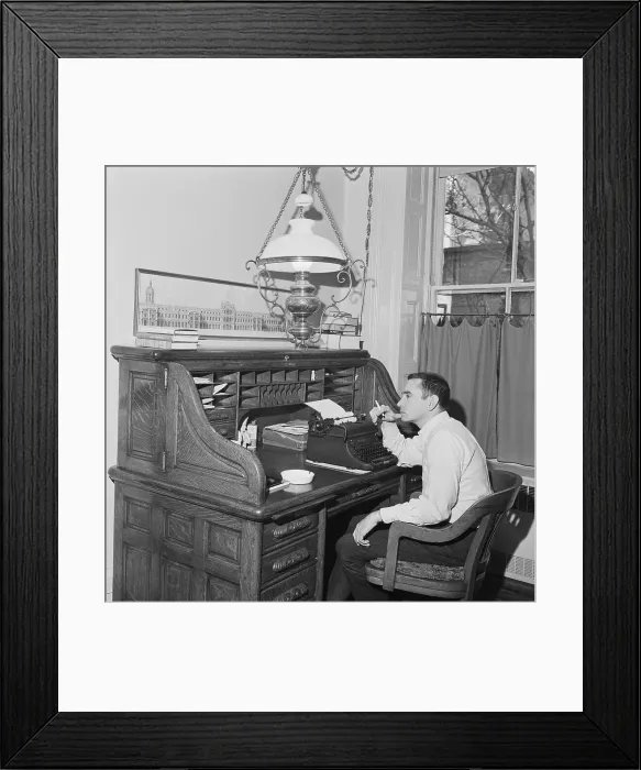 Framed Print : Playwright Edward Albee Writing at Rolltop Desk Framed Print : Playwright Edward Albee Writing at Rolltop Desk