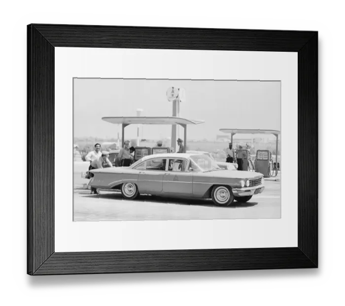 Framed Print : Car Filling Up at Gas Station Framed Print : Car Filling Up at Gas Station