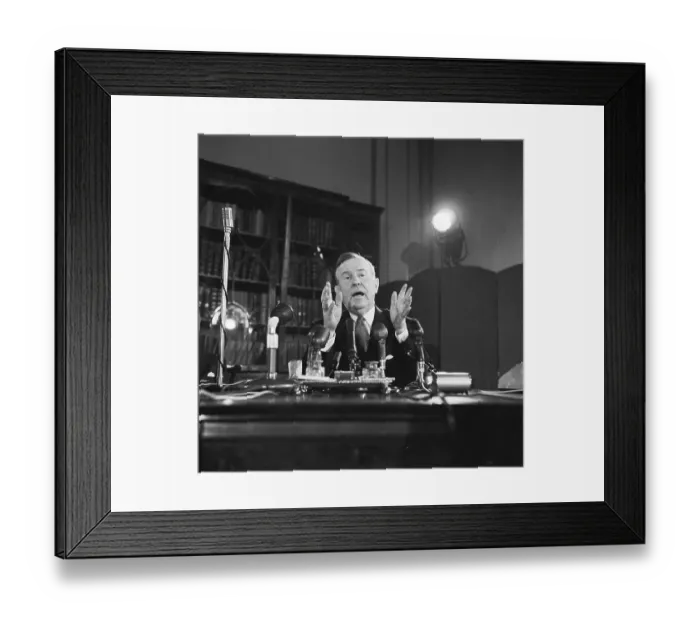 Framed Print : Canadian Leader at Press Conference Framed Print : Canadian Leader at Press Conference