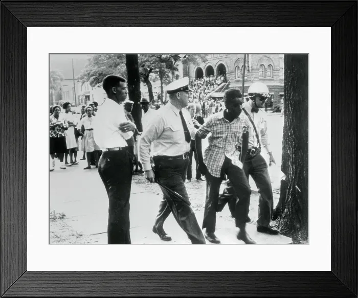 Framed Print : Police Escorting Demonstrator to Jail Framed Print : Police Escorting Demonstrator to Jail