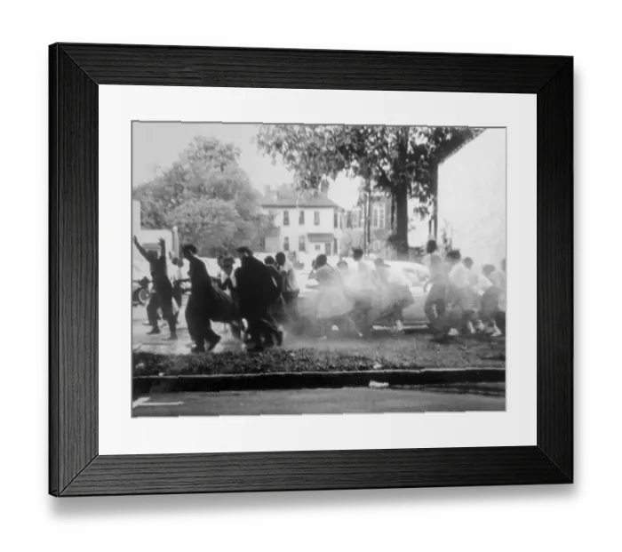 Framed Print : Civil Rights Demonstrators Getting Sprayed by Hose Framed Print : Civil Rights Demonstrators Getting Sprayed by Hose