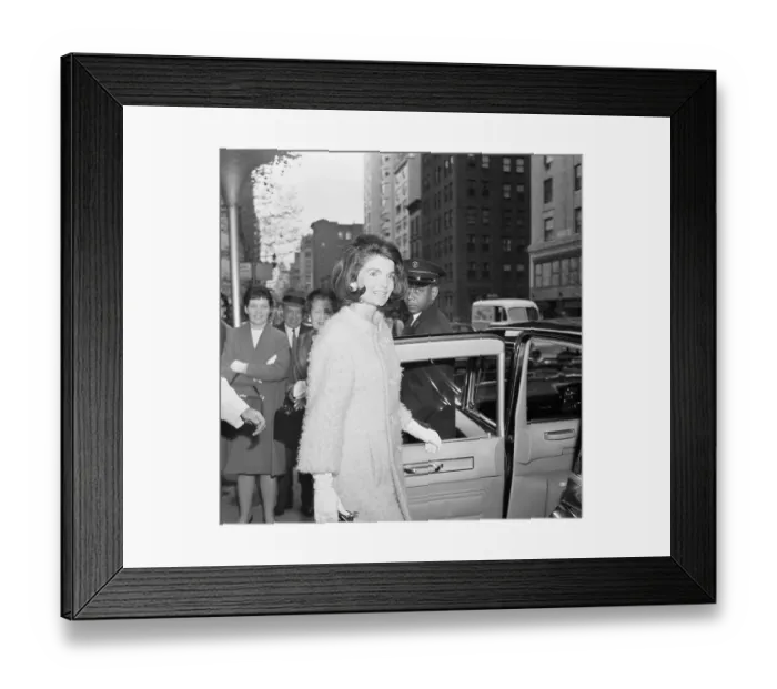 Framed Print : Jacqueline Kennedy Preparing to Enter a Car Framed Print : Jacqueline Kennedy Preparing to Enter a Car