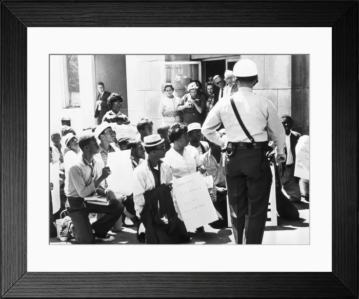 Framed Print : Kneeling African American Protesters