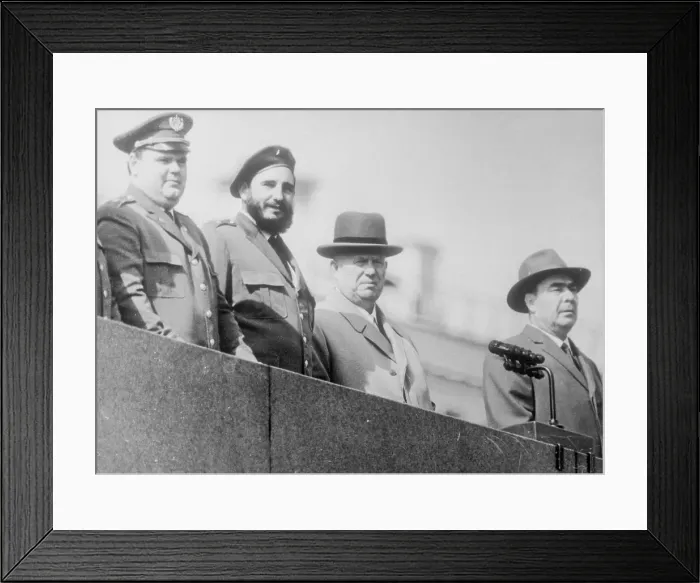 Framed Print : Fidel Castro Standing With Russian Officials Framed Print : Fidel Castro Standing With Russian Officials