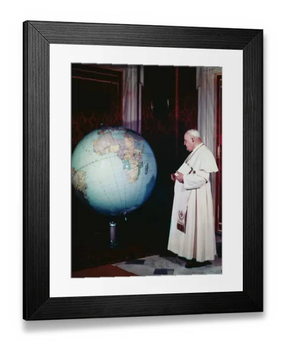 Framed Print : Pope John XXIII Looking at Globe