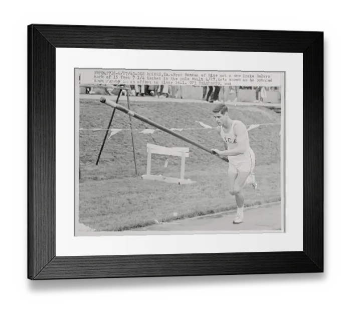 Framed Print : Fred Hansen Running with Pole