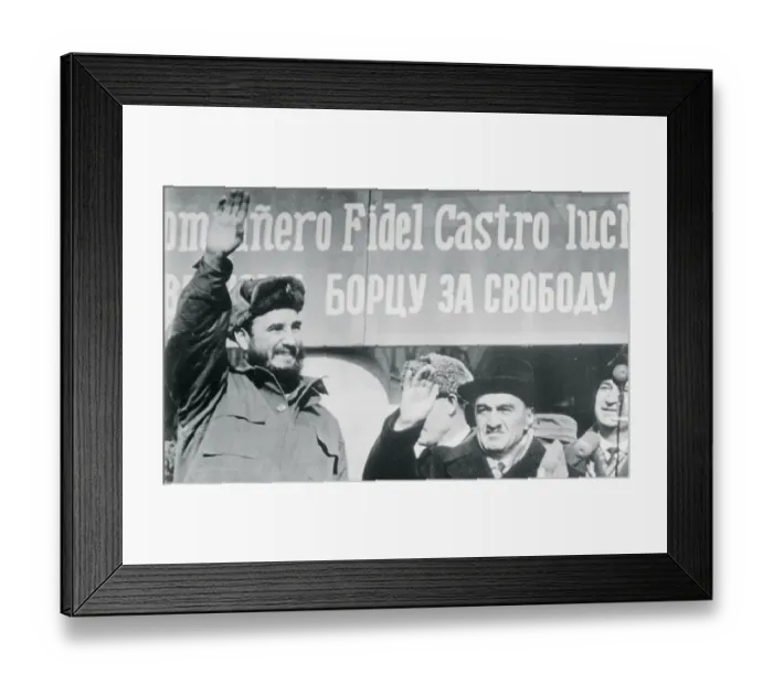 Framed Print : Fidel Castro and Anastas Mikoyan Rally
