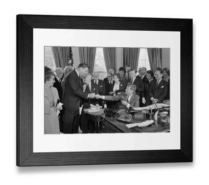 Framed Print : President Kennedy After Signing Bill Framed Print : President Kennedy After Signing Bill