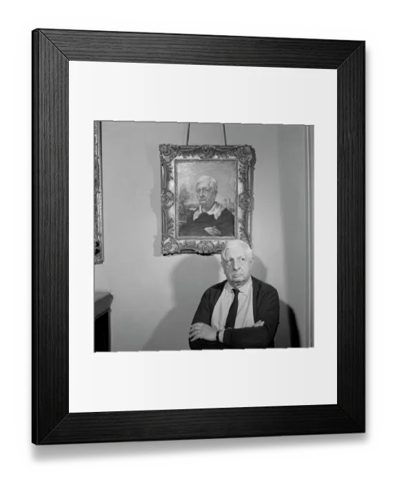 Framed Print : Giorgio De Chirico Posing with Self Portrait Framed Print : Giorgio De Chirico Posing with Self Portrait