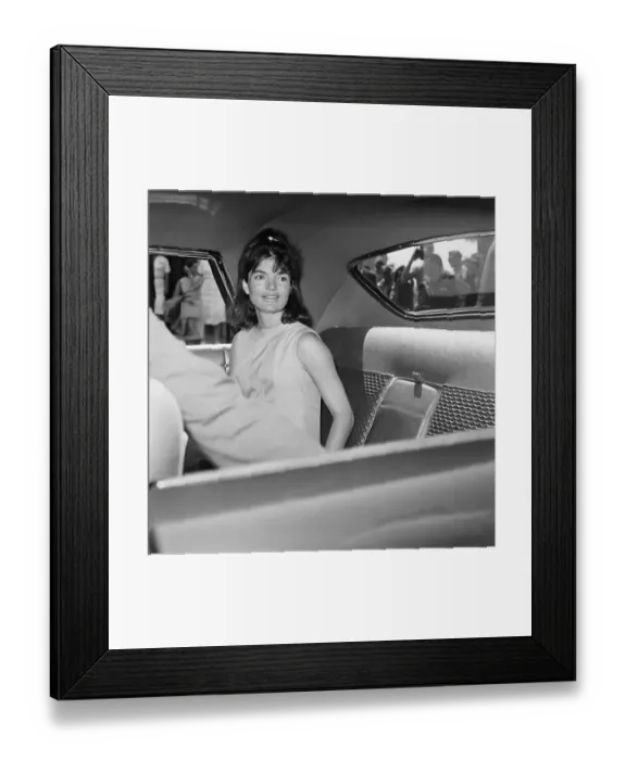 Framed Print : Jacqueline Kennedy Riding in a Car Framed Print : Jacqueline Kennedy Riding in a Car