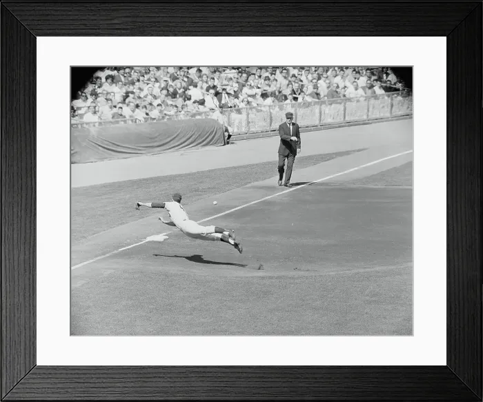 Framed Print : Baseball Player Scrambling on the Field Framed Print : Baseball Player Scrambling on the Field