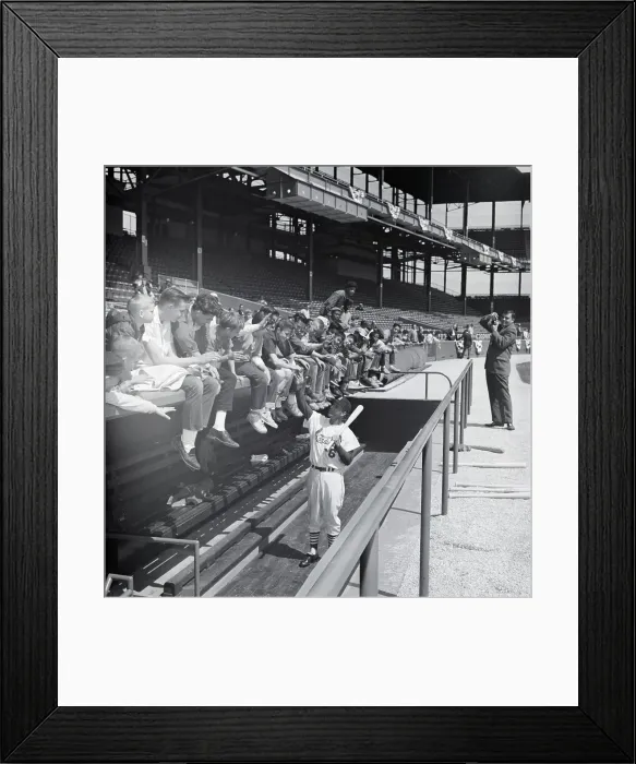 Framed Print : Stan Musial Signs Autographs;Kids On Dug Framed Print : Stan Musial Signs Autographs;Kids On Dug