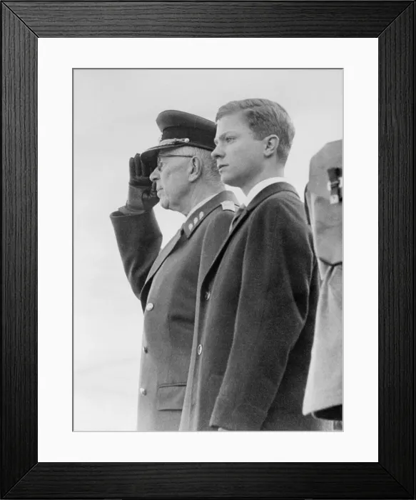 Framed Print : King Gustaf and Son Saluting Framed Print : King Gustaf and Son Saluting