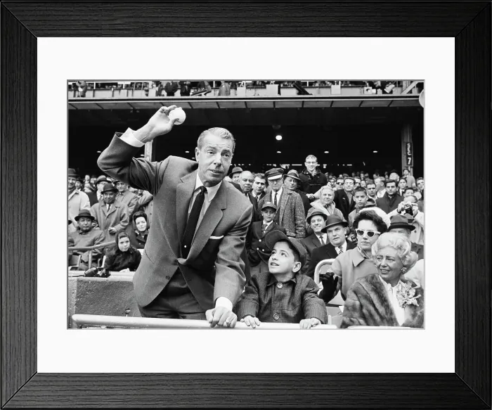 Framed Print : Joe Dimaggio Tossing out Ball on Opening Day Framed Print : Joe Dimaggio Tossing out Ball on Opening Day