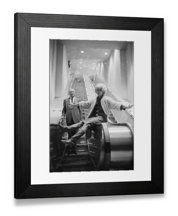 Framed Print : Carol Channing Riding Escalator Framed Print : Carol Channing Riding Escalator