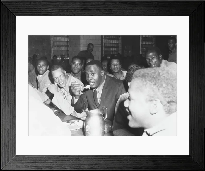 Framed Print : Boxing Champion Sonny Liston Sharing a Meal with Prison Inmates Framed Print : Boxing Champion Sonny Liston Sharing a Meal with Prison Inmates
