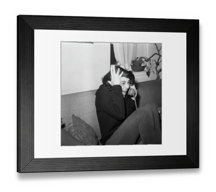 Framed Print : Gleeful Anne Bancroft on the Telephone