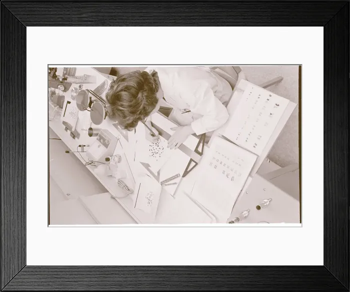 Framed Print : Claire Hacker Examining Chromosome Patterns Framed Print : Claire Hacker Examining Chromosome Patterns