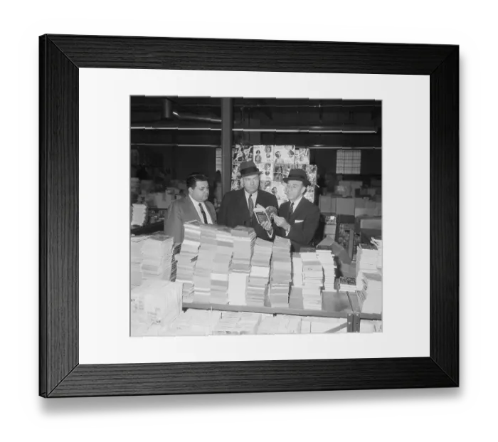 Framed Print : Police with Pornographic Books Seized During Raid Framed Print : Police with Pornographic Books Seized During Raid