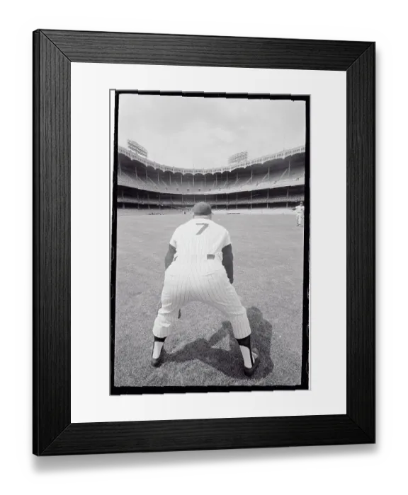 Framed Print : Mickey Mantle Playing Outfield at Yankee Stadium Framed Print : Mickey Mantle Playing Outfield at Yankee Stadium