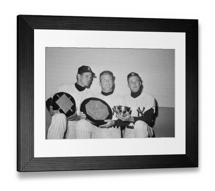 Framed Print : Yankees Holding Trophies Framed Print : Yankees Holding Trophies